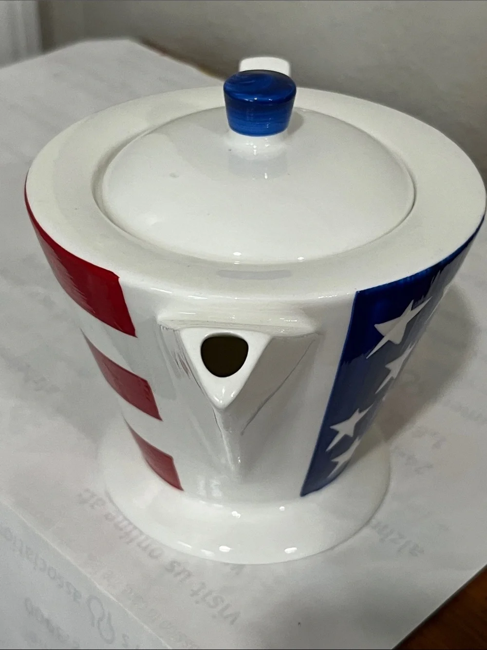 Brian Wood VTG Highly Limited Edition Art Deco Patriotic Ceramic Teapot Signed